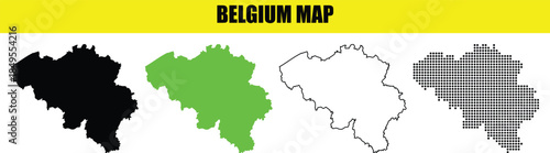 Belgium Map Vector Graphic Collection with Different Colors and Outline Styles