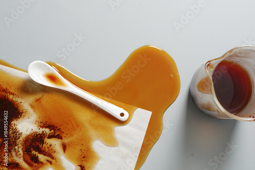 Spilled cup of coffee