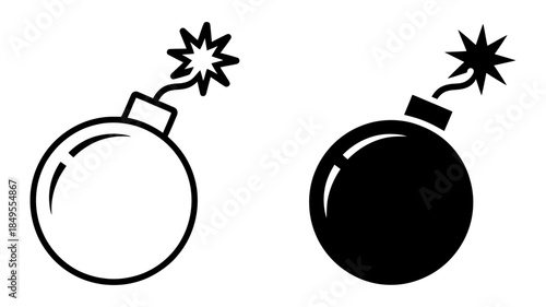 Two bomb icons, one outline and one filled, with a burning fuse