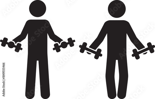 Dumbbell silhouette man exercise gym weight body workout fit