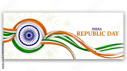 India Republic Day Celebrations with Vibrant Tricolor Flag Design and Patriotic Elements