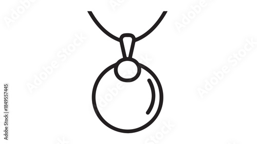 Simple Locket Necklace in Minimalist Line Art with Black Color on White Background for Jewelry Design