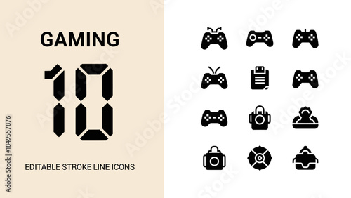 Gaming Icons Collection Number 10 Editable Stroke Line Icons.