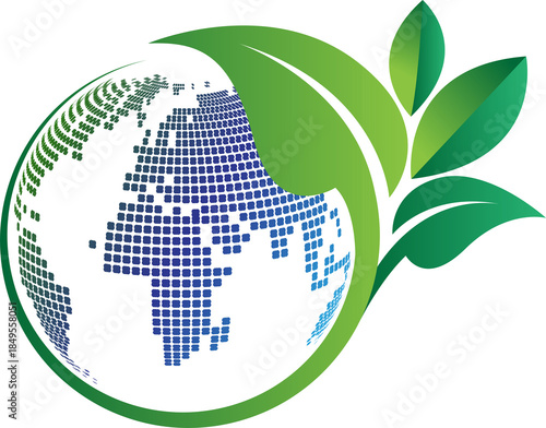 Illustration art of a Eco Global Sustainability Logo with isolated background 