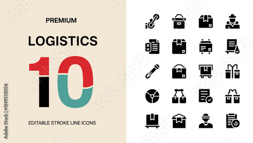 Premium Logistics Icons Set for Business and Industry.