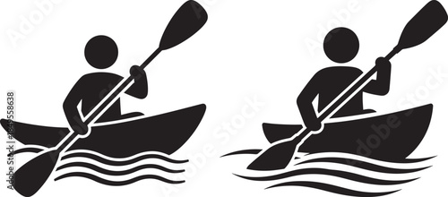 Silhouette of person kayaking in kayak on water sport fun