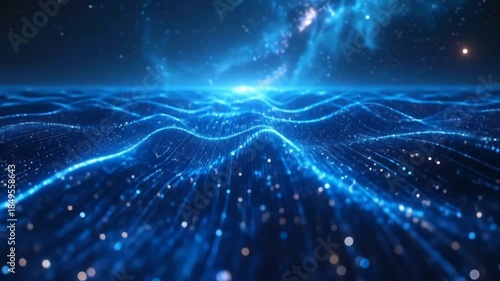 Wallpaper Mural Abstract Blue Waves of Light in Space Torontodigital.ca