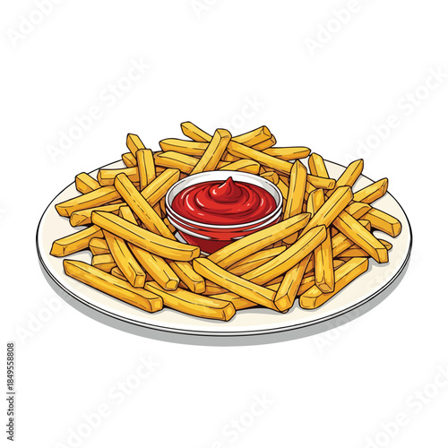 Delicious golden french fries with a side of ketchup 1.