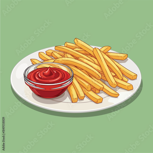 Delicious golden french fries with a side of ketchup.