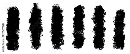 Grunge rich roller lines paired with linocut texture and smeared paint. Brush strokes and layered brush marks enhance the paints rough, roller inspired look.