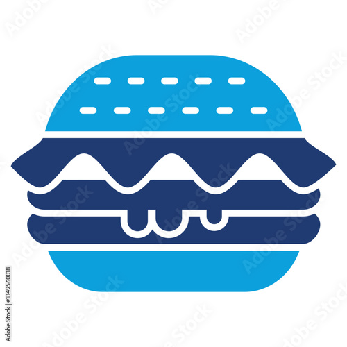 burger flat blue icon