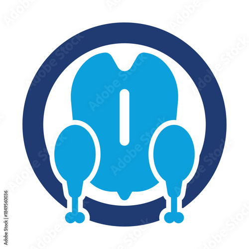 chicken flat blue icon
