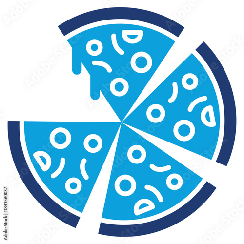pizza flat blue icon