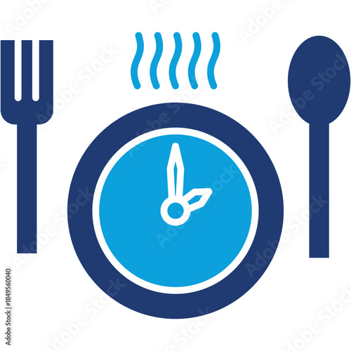 lunch flat blue icon