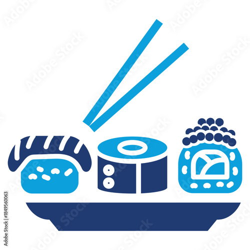 sushi flat blue icon