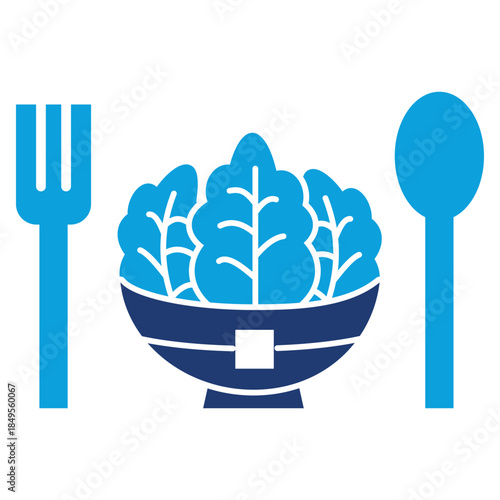 vegetarian meal flat blue icon