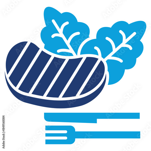 steak flat blue icon