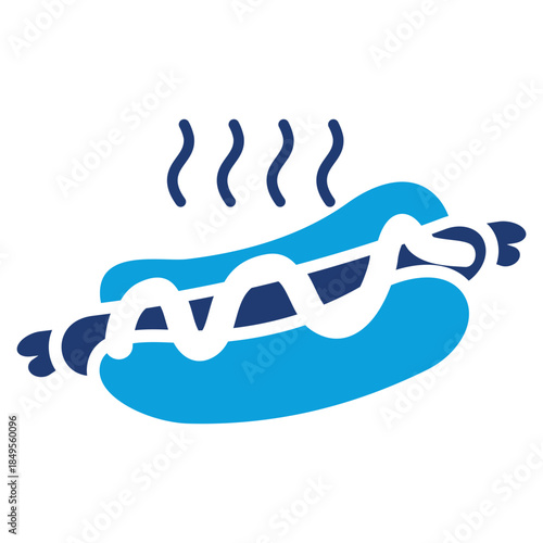 hot dog flat blue icon