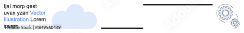 Cloud storage, data processing, software integration, digital infrastructure, technology innovation, automation. A cloud icon linked with gears. Cloud storage and data processing concept