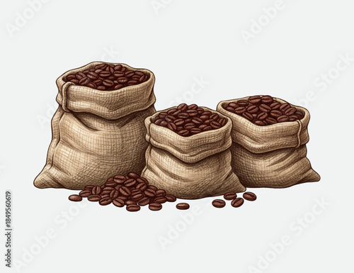 illustration of coffee bean design in burlap