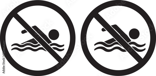 No swimming sign silhouette prohibited for secure prohibition