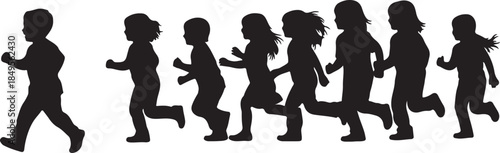 Children silhouettes playing