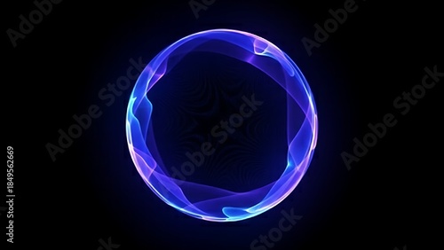 A luminous blue oval shape with a glowing ethereal light effect on black