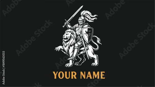 Knight riding a majestic lion a symbol of strength and courage.