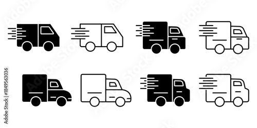 Vector illustration of Truck icon set isolated on transparent background