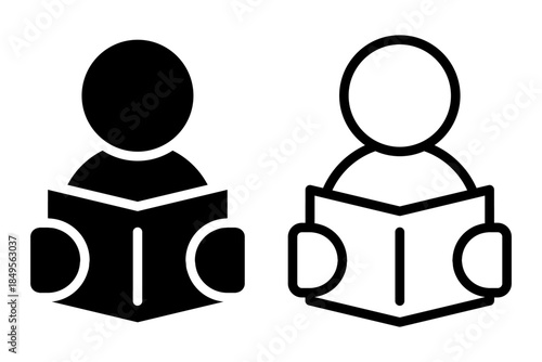 Vector illustration of Book Reading icon set isolated on transparent background