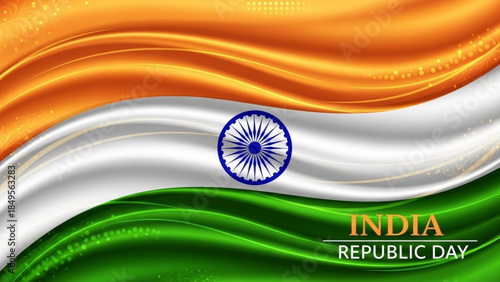 Vibrant India Republic Day Flag, Celebrating National Pride and Unity with Orange, White, and Green Colors