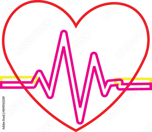 Heartbeat graphic with a heart outline and vital sign waveform