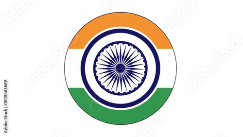 Vibrant Indian Flag Emblem Design with Ashoka Chakra Symbol on White Background Displaying National Pride