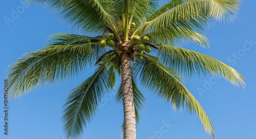 Wallpaper Mural Coconut Palm Tree Against a Clear Blue Sky in Tropical Location, Perfect for Travel and Tourism Torontodigital.ca