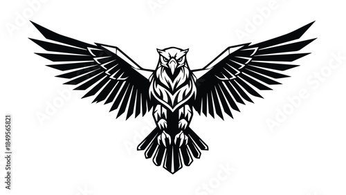 Majestic Owl with Spread Wings Vector Illustration.