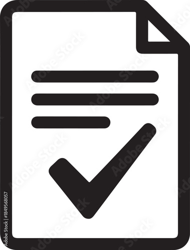 Completed document vector icon with a successful checkmark indicating approval or task completion