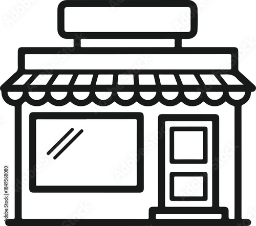 Small shop or store building with an awning and prominent display window, perfect for business icons