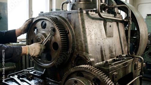 Industrial Machinery Maintenance by Skilled Technician.