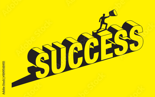 Achieve your goals with determination and climb the ladder to success in business, career, and life, pushing through obstacles to reach the top