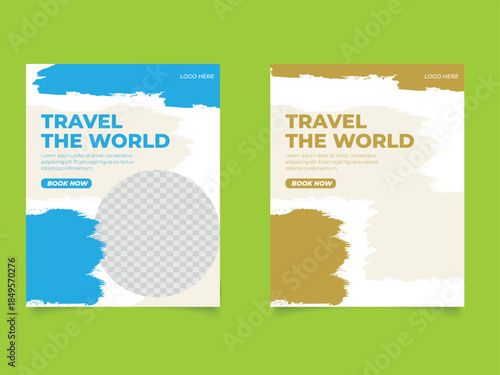 Tour and travel social media post web banner template