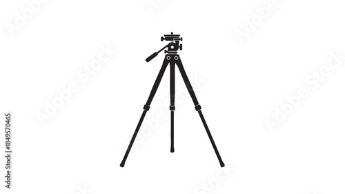 Camera tripod in modern minimalist design with black metal finish in studio lighting for photography equipment