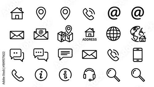 Modern communication icons for business and technology use, Generative AI.