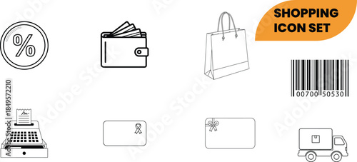 Shopping icon set with various e commerce symbols
