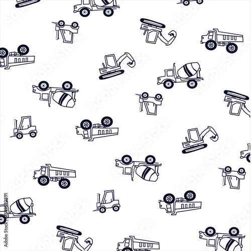 digger truck all over illustration print 