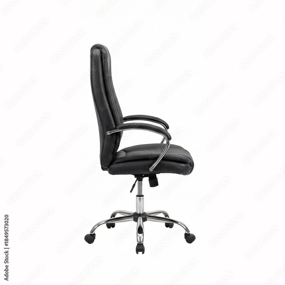 Fototapeta premium Upgrade your workspace with this professional black leather office chair ergonomic design and ultimate comfort
