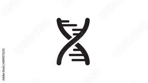 DNA double helix icon in simple minimalist style with dark color on white background for biotechnology