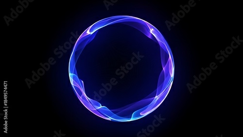 Abstract glowing oval shape on a black background digital illustration