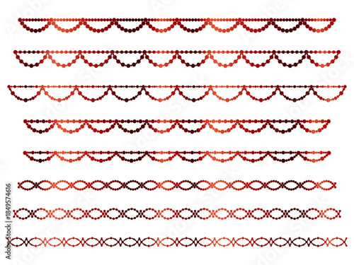 丸、半円ラインうろこ1、10赤