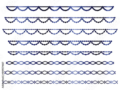 丸、半円ラインうろこ1、14紺