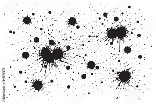 Black ink splatter set with various paint drops ink minimalist flat vector 